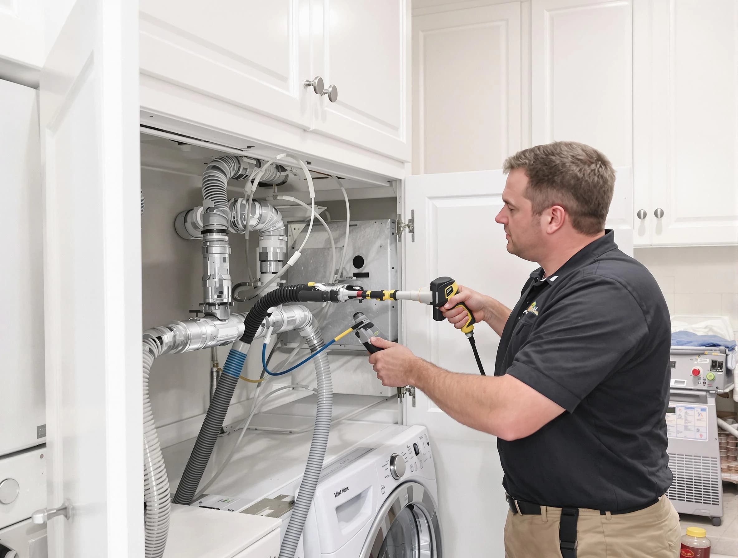 Gloucester Dryer Vent Cleaning professional removing severe blockage from a clogged dryer vent in Gloucester