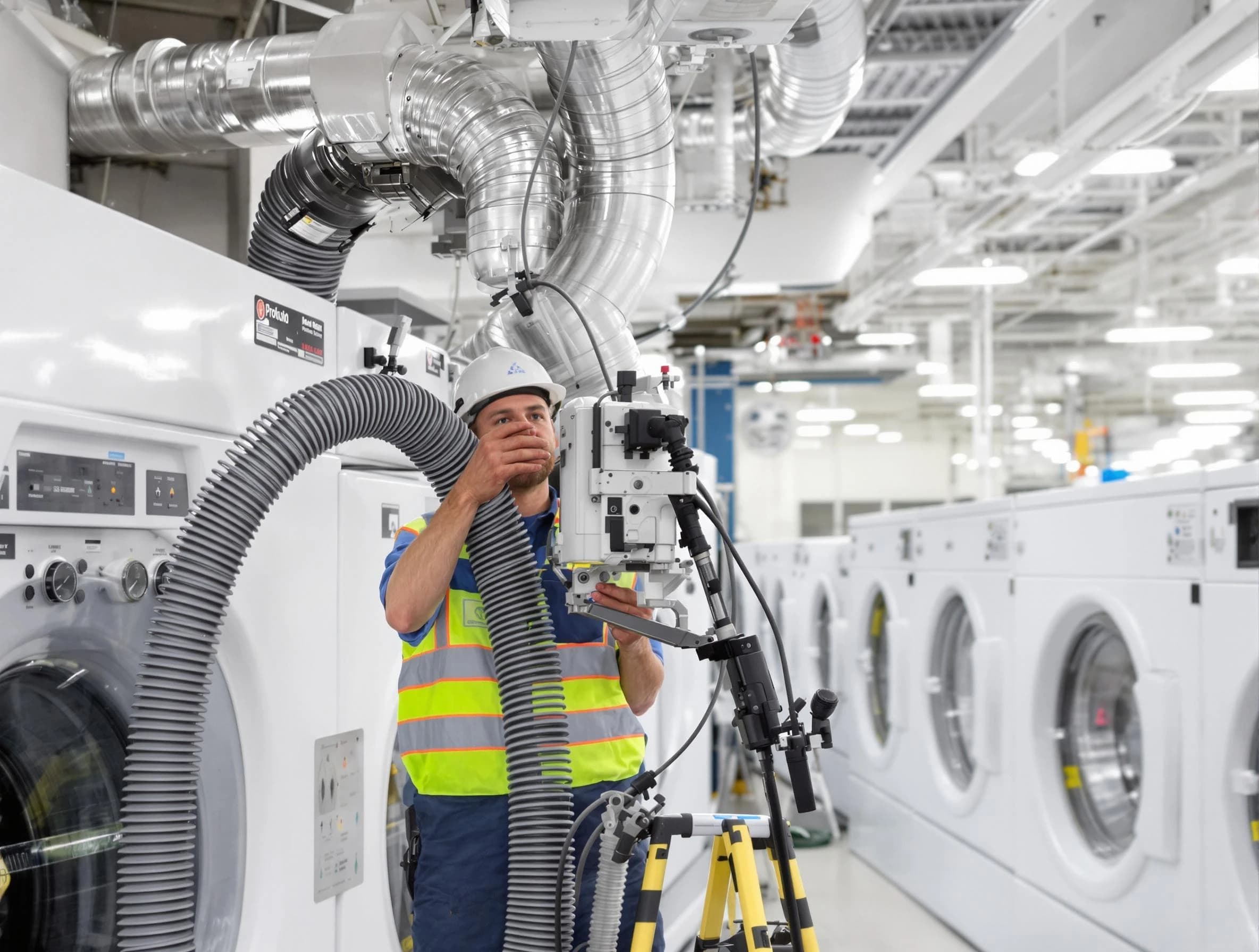 Gloucester Dryer Vent Cleaning team performing commercial-grade dryer vent cleaning at a business facility in Gloucester