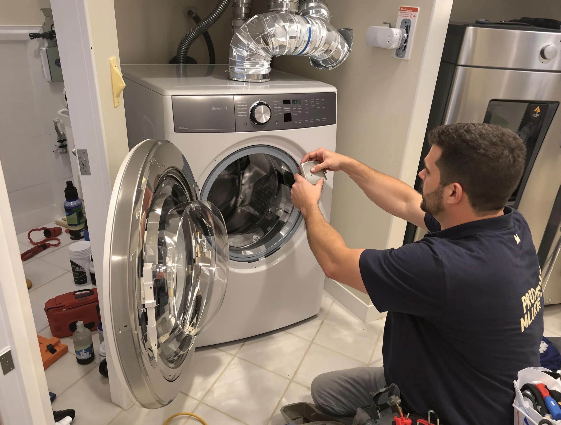 Gloucester Dryer Vent Cleaning technician performing precise dryer vent hose installation in Gloucester