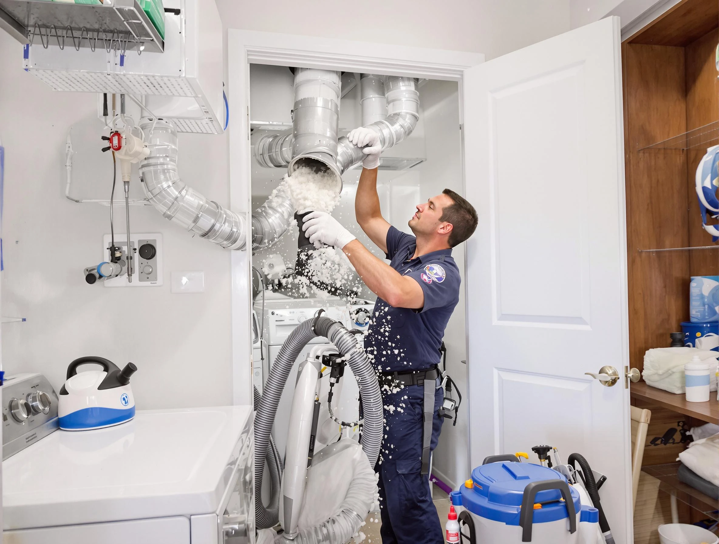 Gloucester Dryer Vent Cleaning technician delivering thorough residential dryer vent cleaning service in Gloucester
